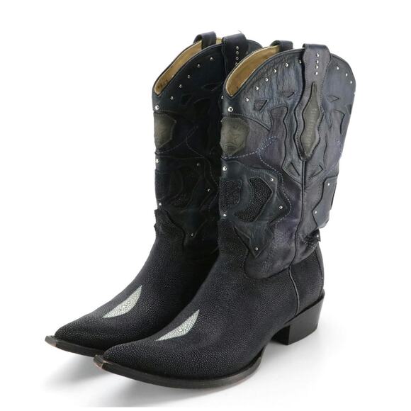 Los Altos 3X Toe Navy Stingray Rowstone Cowboy Boots Sz. 12 EE - Picture 2 of 10
